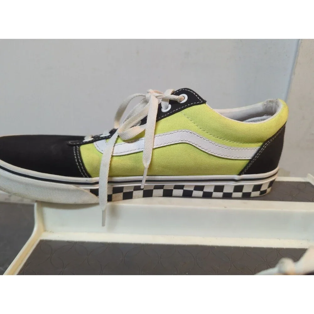 Vintage Vans Tennis Shoe Size 1Men’s US Checkered Sole W/ Lime Green/Yellow
